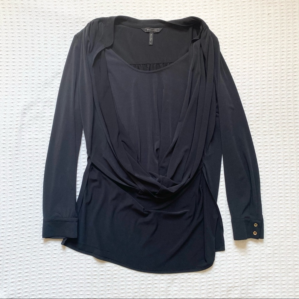 BCBGMAXAZRIA Black high low stretch blouse size medium